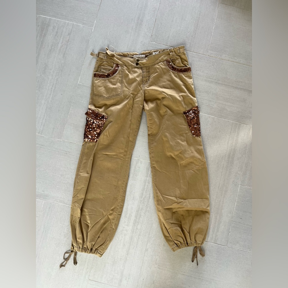 Vintage Da-Nang Sequin Khaki Pants — Large